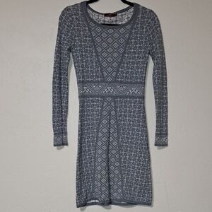 Krimson Klover Gray and White Long Sleeve Sweater Dress